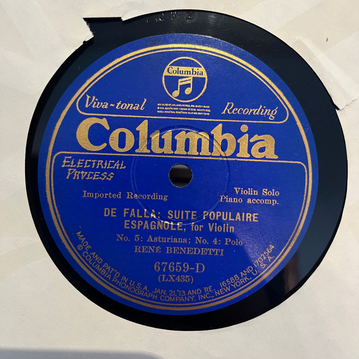 Rene Benedetti - De Falla : Suite Populaire Espagnole | Near Mint (NM) Generic-The Happy Cap