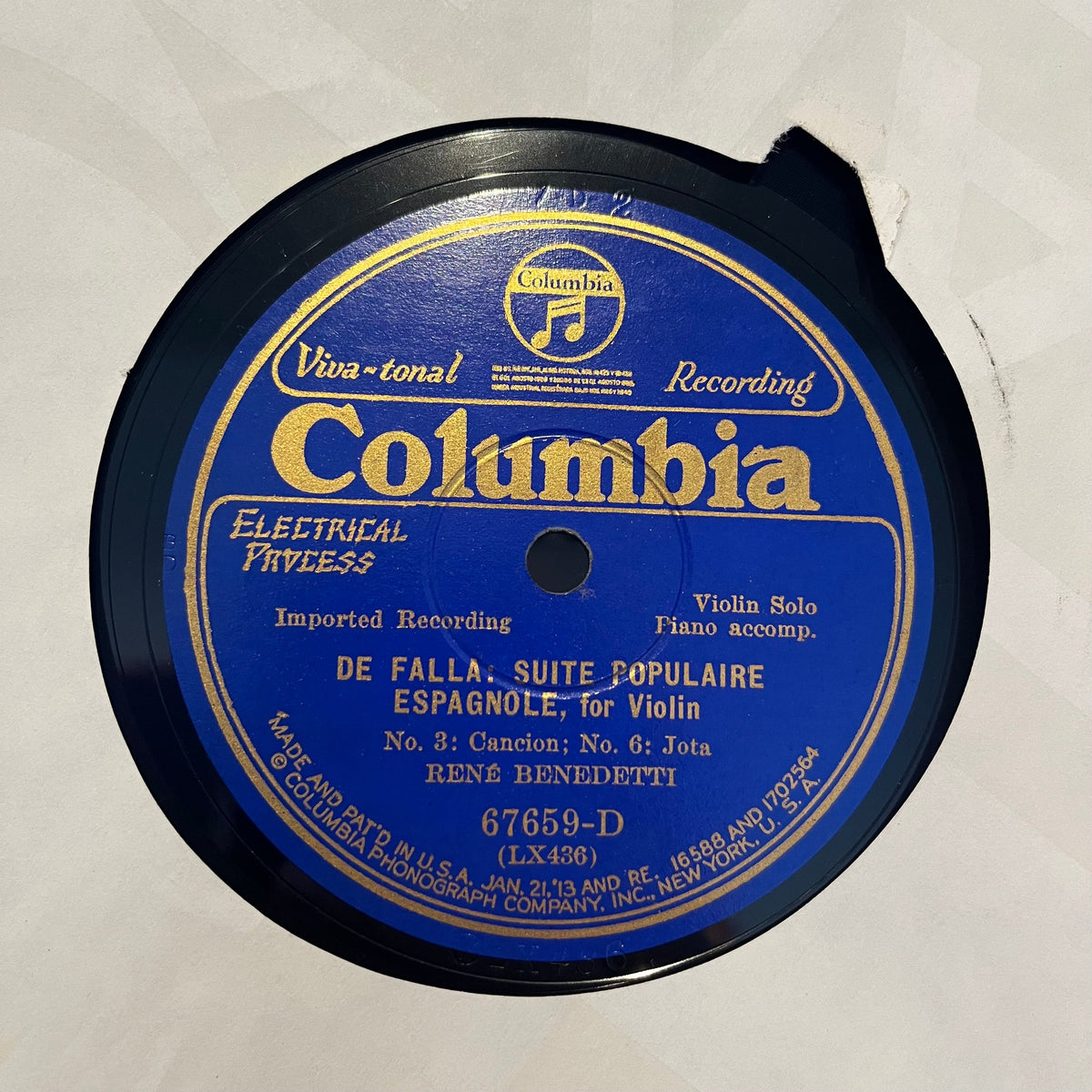Rene Benedetti - De Falla : Suite Populaire Espagnole | Near Mint (NM) Generic-The Happy Cap