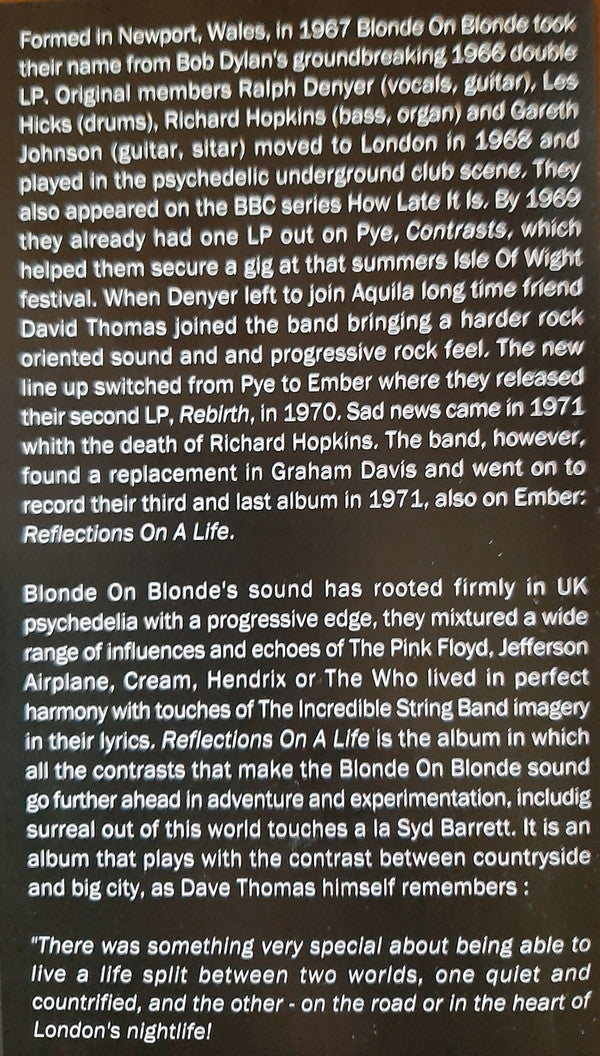 Blonde On Blonde (2) - Reflections On A Life (VINYL) | Mint (M) Mint (M)-The Happy Cap