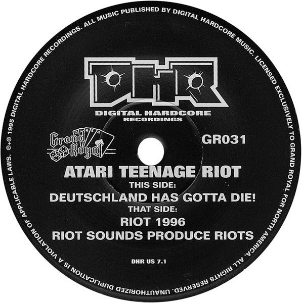 Atari Teenage Riot - Deutschland Has Gotta Die! / Riot 1996 (7") | Near Mint (NM) Near Mint (NM)-The Happy Cap