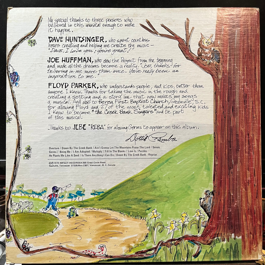 Dottie Rambo - Down By The Creek Bank (VINYL & BOOK)*SIGNED* | Excellent+ (EX+) Excellent+ (EX+)-The Happy Cap