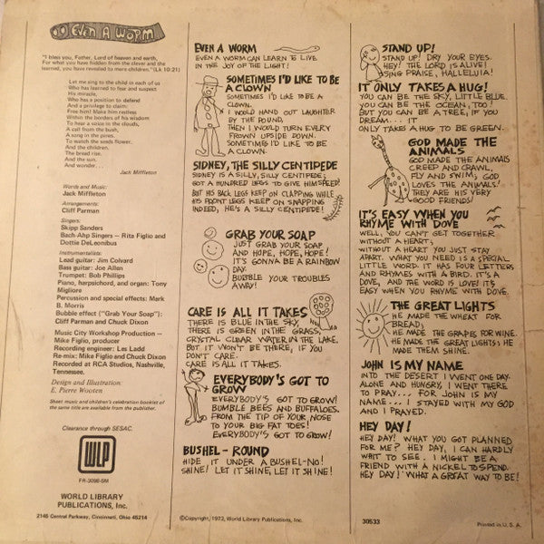 Jack Miffleton - Even A Worm: Songs for Childrens Celebrations Ages 2 to 10 | Near Mint (NM) Near Mint (NM)-The Happy Cap