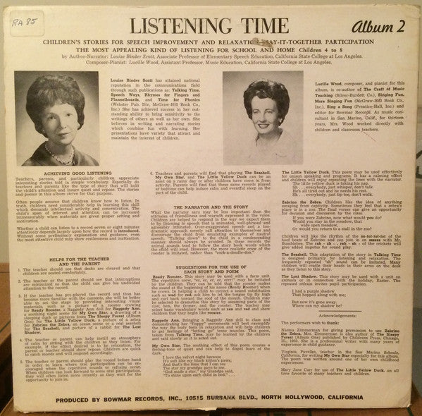 Louise Binder Scott - Listening Time Stories Album No. 2 | Near Mint (NM) Excellent (EX)-The Happy Cap