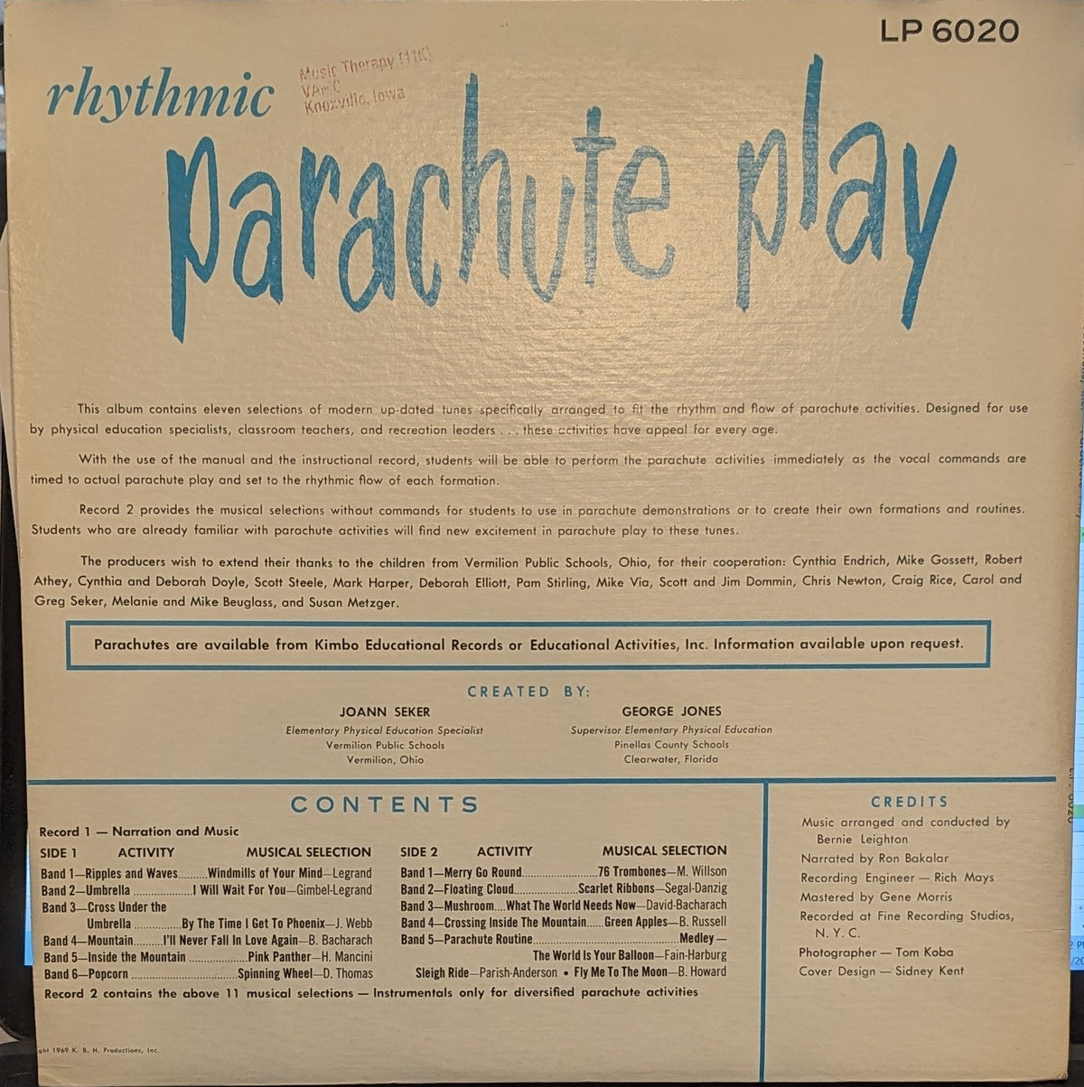 JoAnn Seker - Rhythmic Parachute Play | Near Mint (NM) Excellent (EX)-The Happy Cap