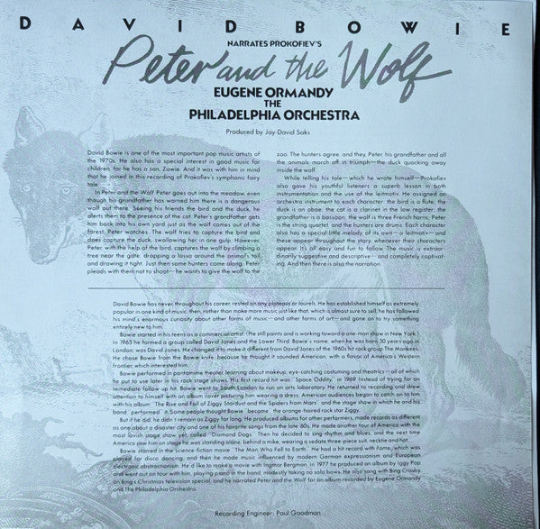 David Bowie & The Philadelphia Orchestra - Peter And The Wolf / Young Person's Guide To The Orchestra (YELLOW VINYL) | Mint (M) Mint (M)-The Happy Cap
