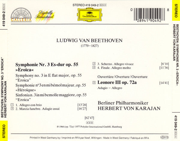 Ludwig van Beethoven - Symphony No. 3 “Eroica” / Overture: “Leonore III” (CD) | Excellent+ (EX+)-The Happy Cap