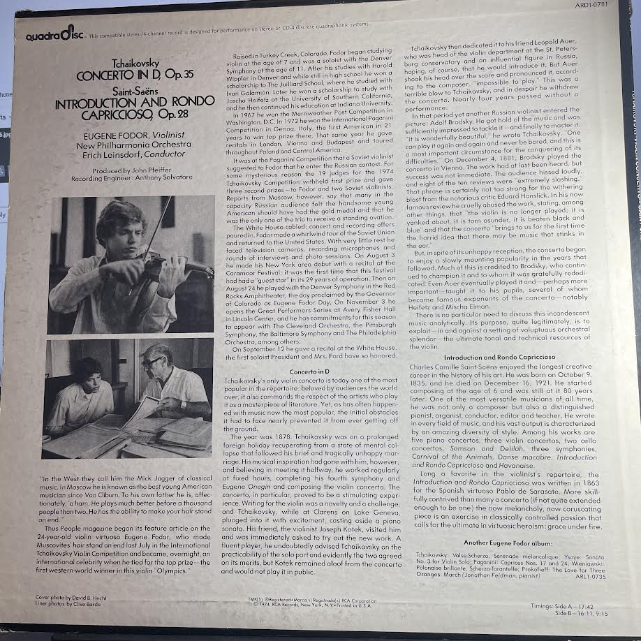 Pyotr Ilyich Tchaikovsky - Violin Concerto / Introduction And Rondo Capriccioso (VINYL) | Excellent+ (EX+) Excellent (EX)-The Happy Cap