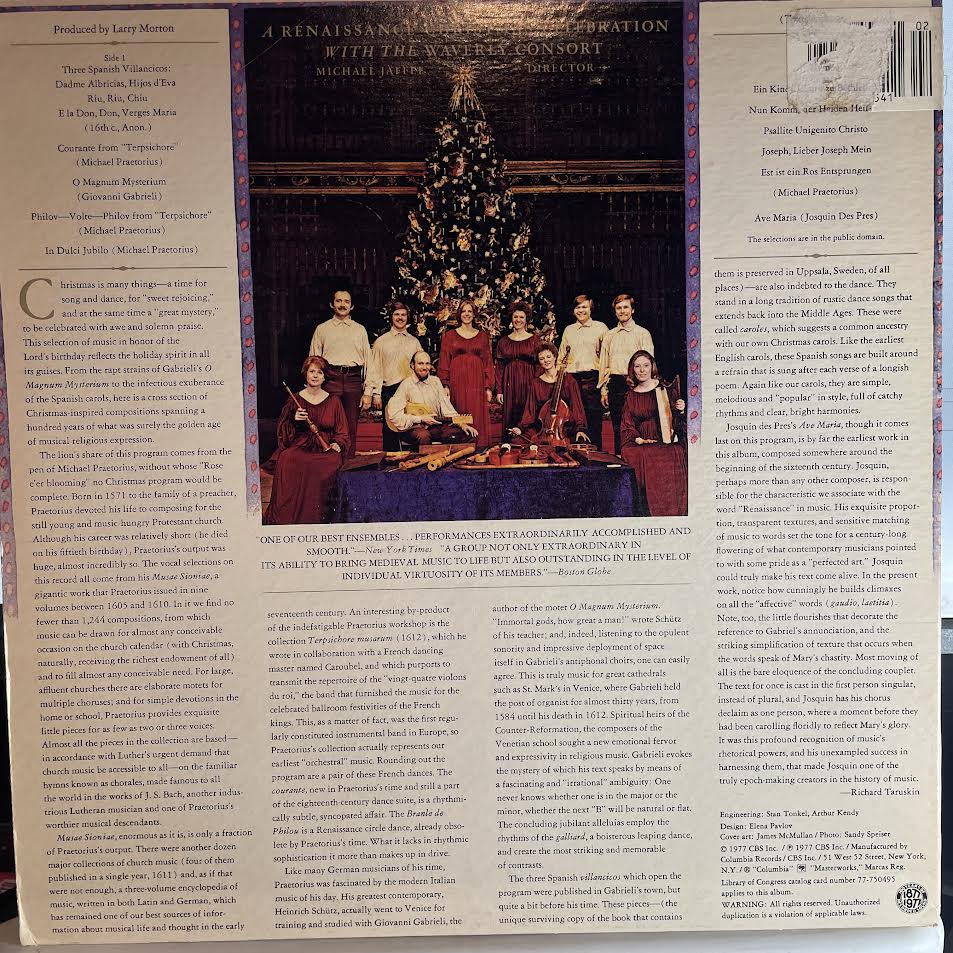 The Waverly Consort - A Renaissance Christmas Celebration With The Waverly Consort (VINYL) | Excellent (EX) Excellent (EX)-The Happy Cap