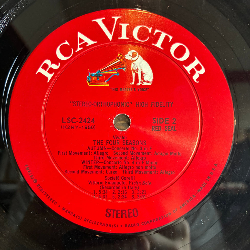Antonio Vivaldi - The Four Seasons (VINYL LP RCA VICTOR RED SEAL ‎LSC-2424 1960) | USED Excellent (EX) Excellent+ (EX+)-The Happy Cap