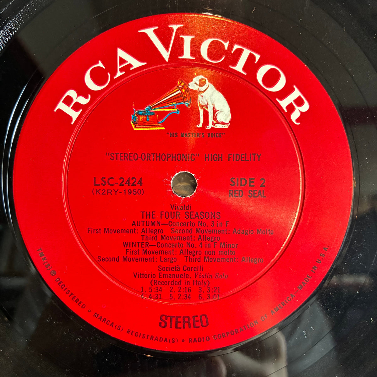 Antonio Vivaldi - The Four Seasons (VINYL LP RCA VICTOR RED SEAL ‎LSC-2424 1960) | USED Excellent (EX) Excellent+ (EX+)-The Happy Cap