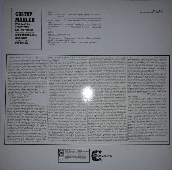 Gustav Mahler - Symphony No. 1 In D ("The Titan") The 1893 Version Including "Blumine" | Near Mint (NM) Near Mint (NM)-The Happy Cap