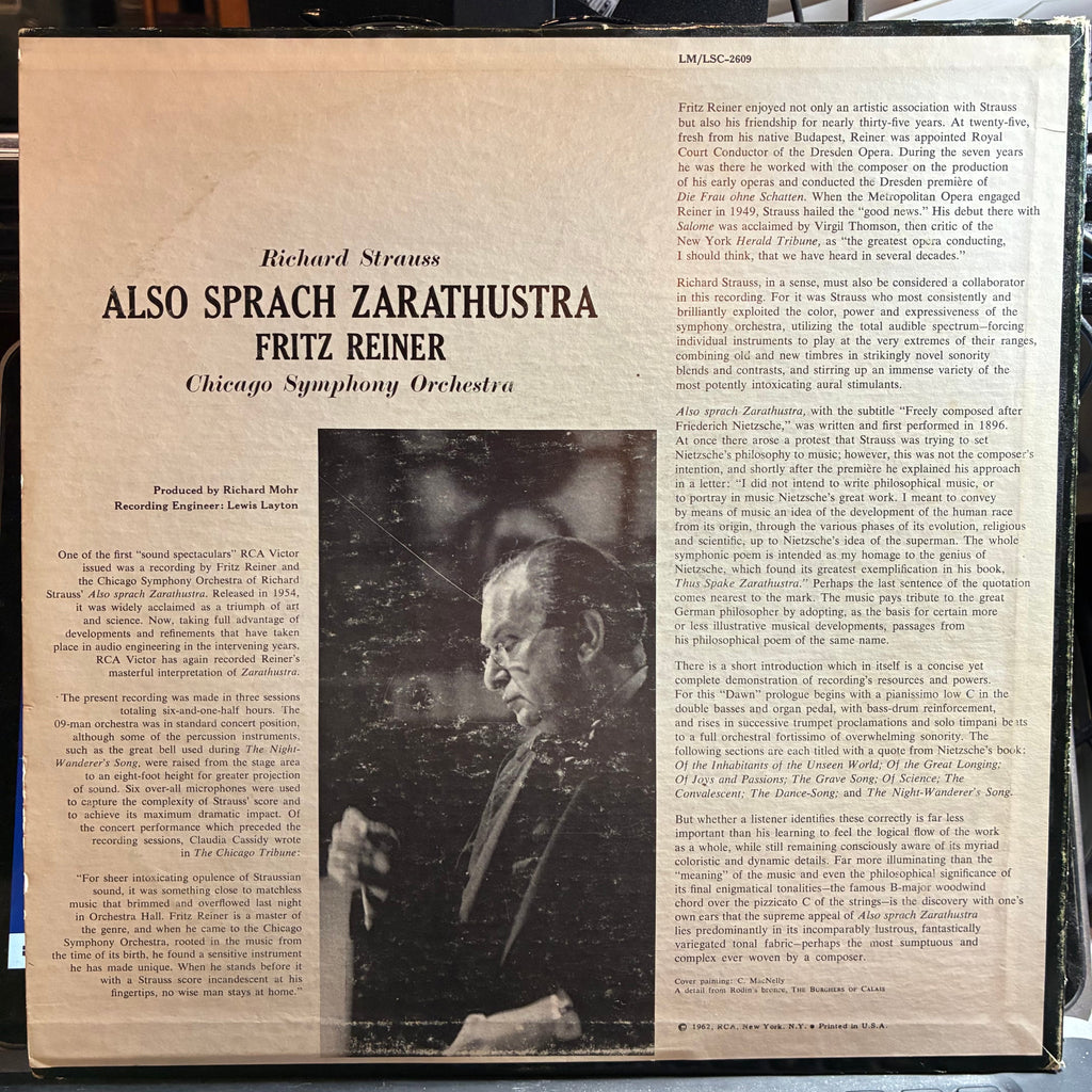 Fritz Reiner - Also Sprach Zarathustra (VINYL) | Very Good Plus (VG+) Very Good (VG)-The Happy Cap