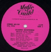 Claudio Monteverdi, Hugues Cuénod, Daniel Pinkham, - Secular Vocal Works | Very Good Plus (VG+) Near Mint (NM)-The Happy Cap