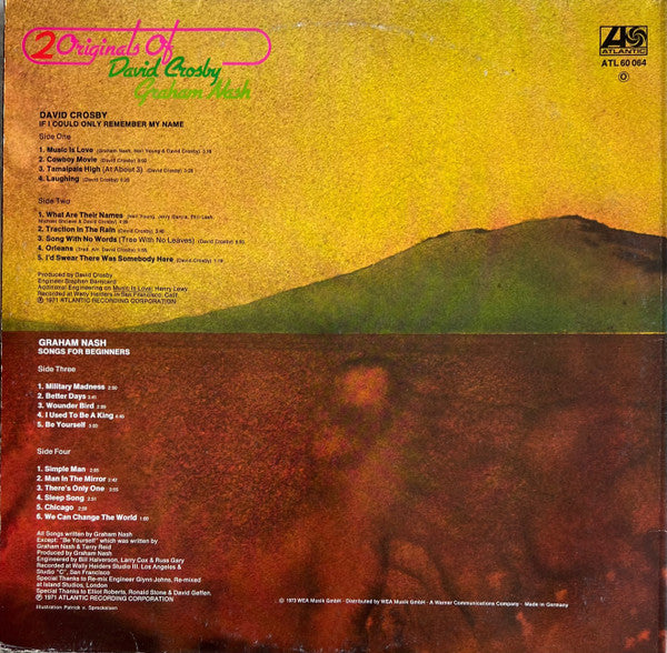 David Crosby / Graham Nash - 2 Originals Of David Crosby & Graham Nash | Near Mint (NM) Near Mint (NM)-The Happy Cap
