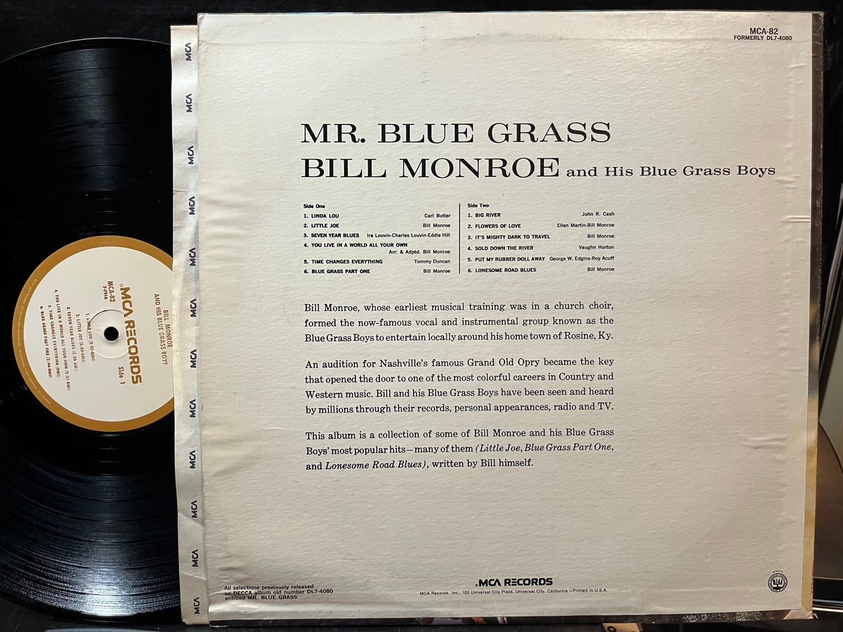 Bill Monroe And His Blue Grass Boys - Mr. Blue Grass (VINYL LP MCA MCA-82 1973) | USED Near Mint (NM or M-) Near Mint (NM)-The Happy Cap
