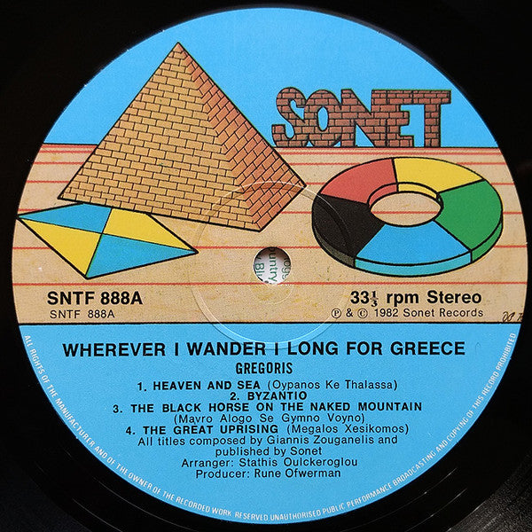 Gregoris - Wherever I Wander I Long For Greece | Very Good Plus (VG+) Very Good Plus (VG+)-The Happy Cap