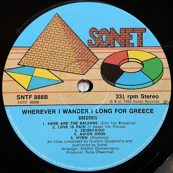 Gregoris - Wherever I Wander I Long For Greece | Very Good Plus (VG+) Very Good Plus (VG+)-The Happy Cap