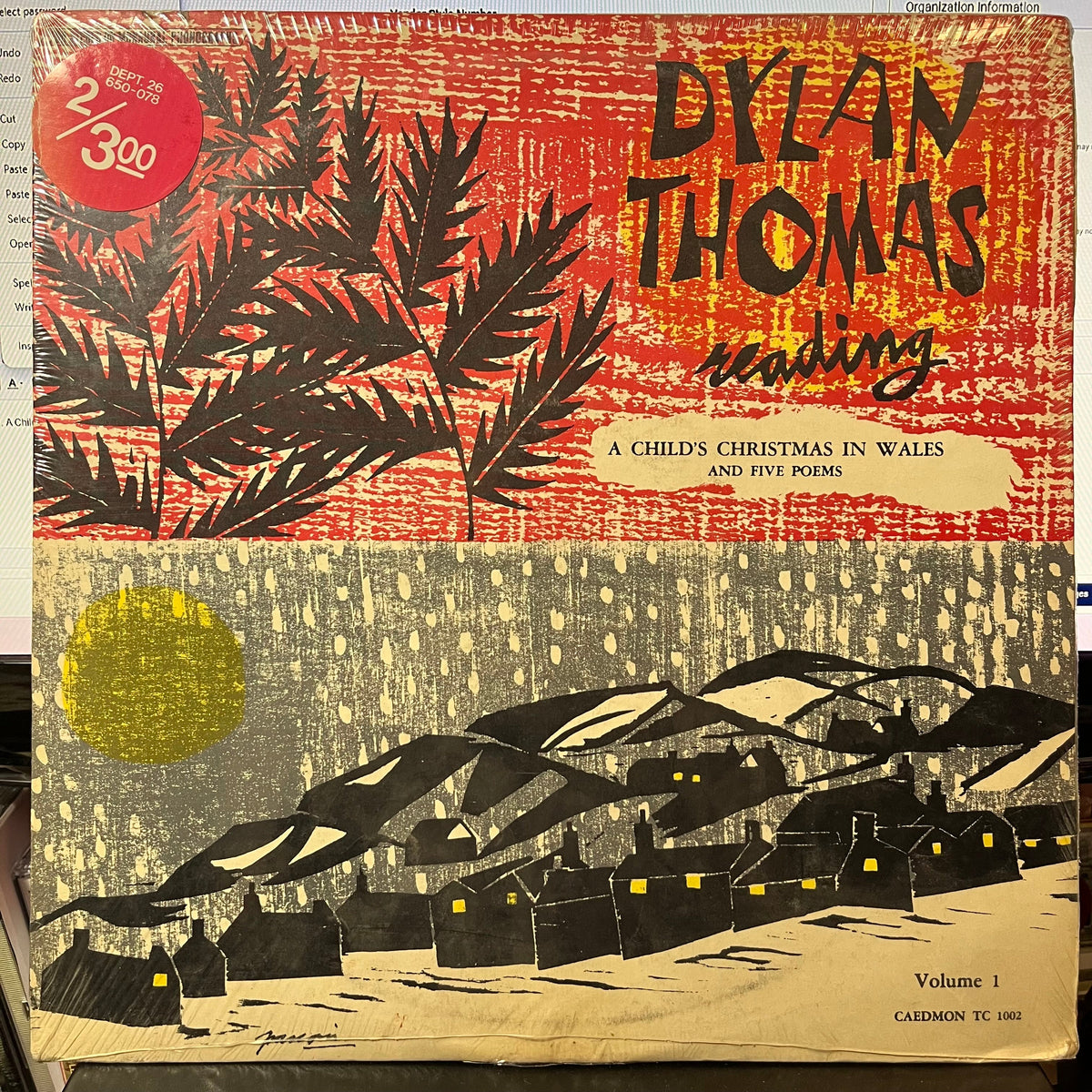 Dylan Thomas - Reading Volume 1 (VINYL) | Mint (M)-The Happy Cap