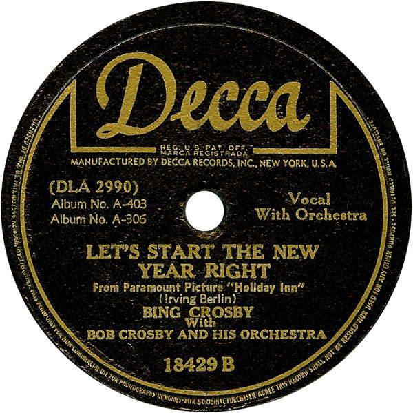 Bing Crosby - White Christmas / Let's Start The New Year Right (10" 78RPM) | Good Plus (G+) Generic-The Happy Cap