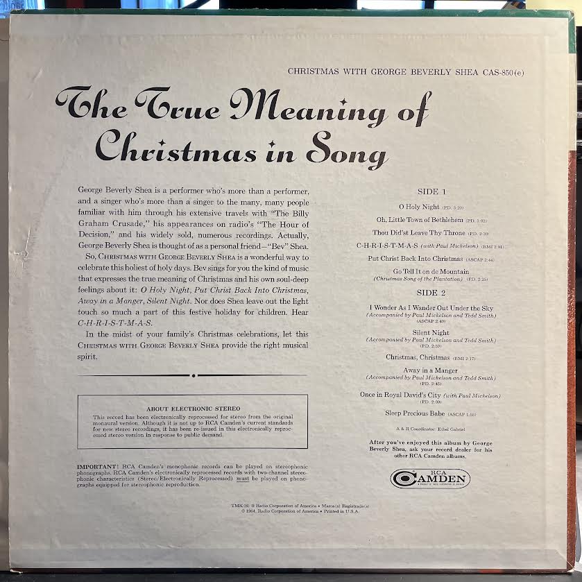George Beverly Shea - Christmas With George Beverly Shea | Near Mint (NM) Near Mint (NM)-The Happy Cap