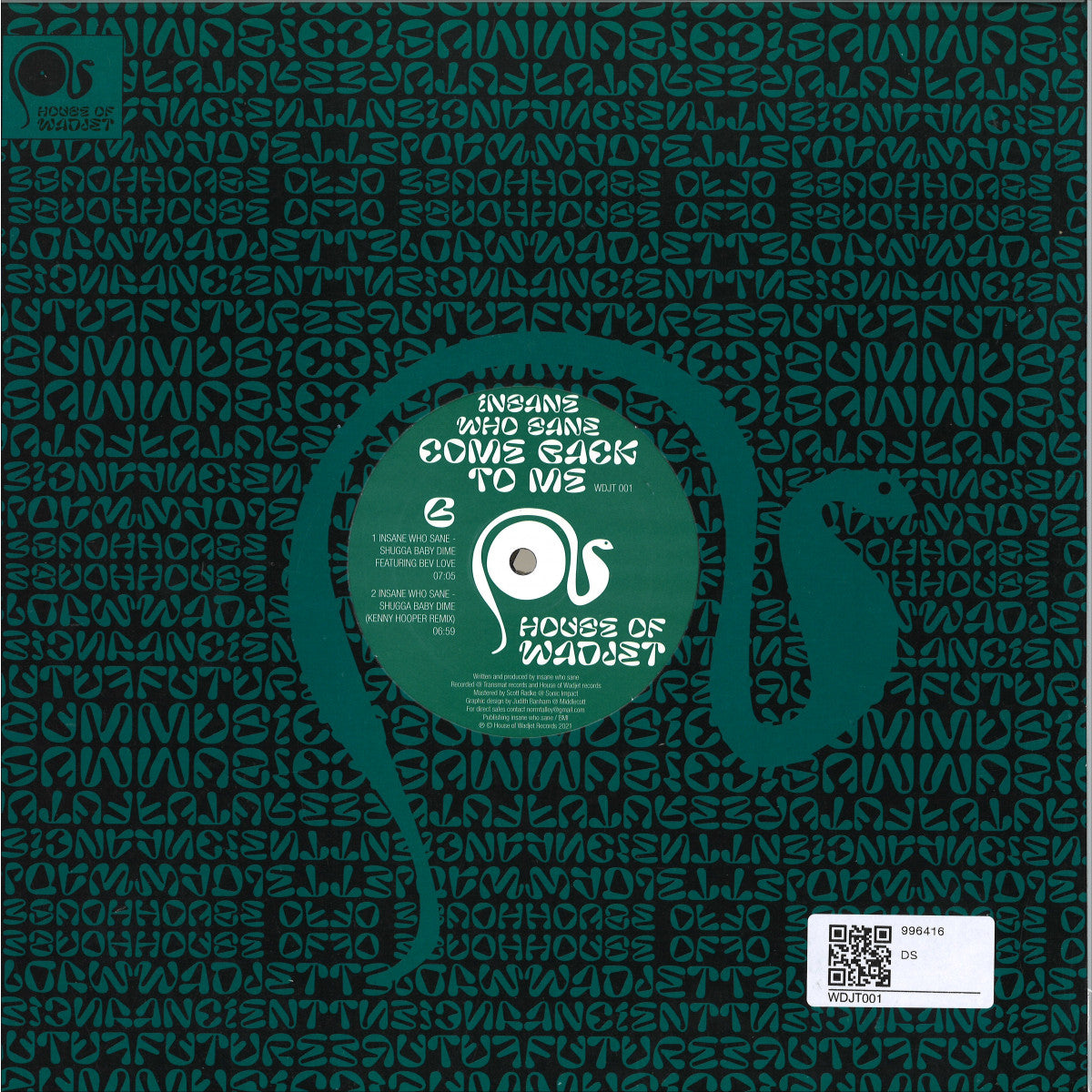Insane Who Sane - (PRESALE TBD) Come Back To Me (VINYL 12" House Of Wadjet WDJT001 2026) | NEW-The Happy Cap