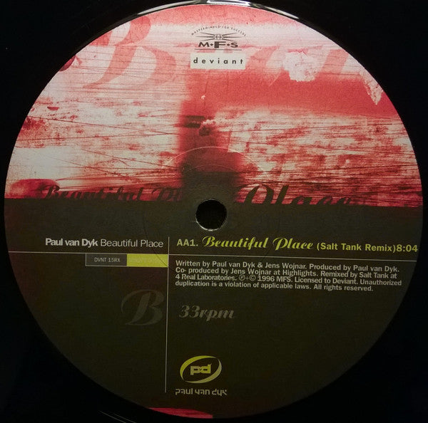 Paul van Dyk - Beautiful Place (Salt Tank Remix) | Near Mint (NM) Excellent (EX)-The Happy Cap