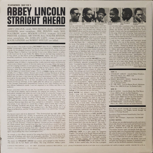 Abbey Lincoln - Straight Ahead | Mint (M) Mint (M)-The Happy Cap
