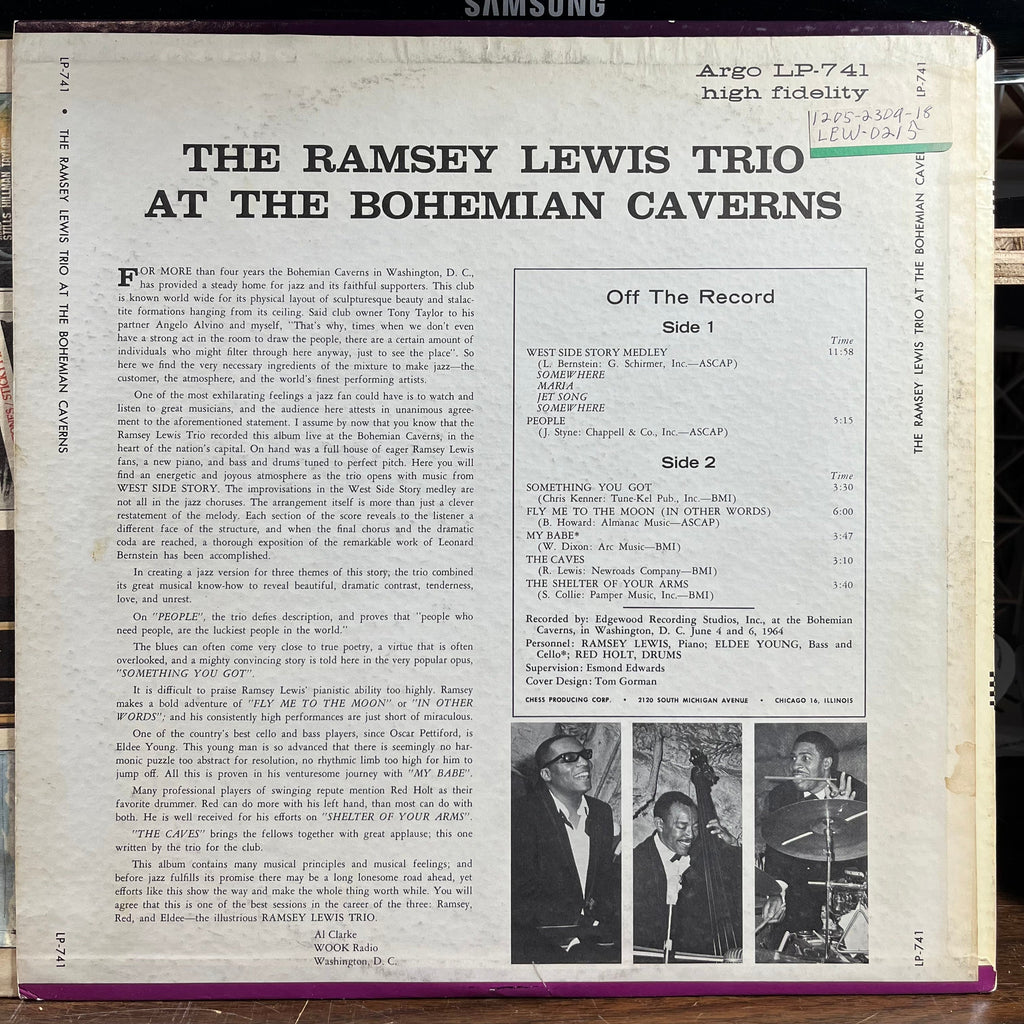 The Ramsey Lewis Trio - At The Bohemian Caverns (VINYL) | Near Mint- (NM-) Excellent (EX)-The Happy Cap