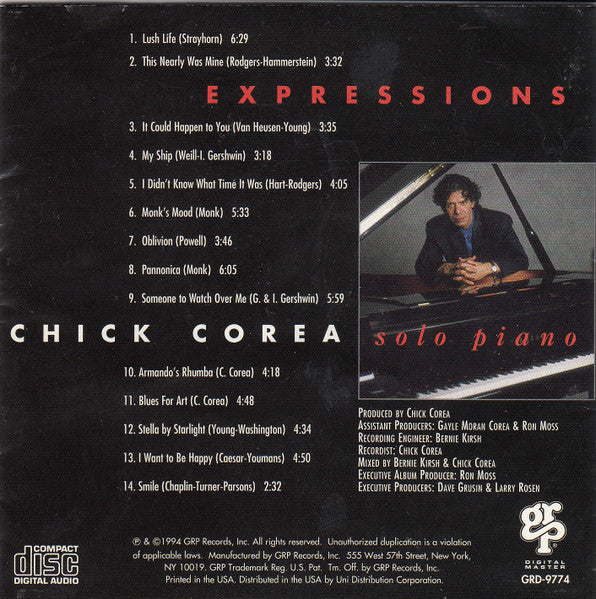 Chick Corea - Expressions (CD) | Near Mint (NM) Near Mint (NM)-The Happy Cap
