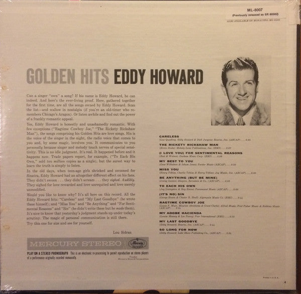 Eddy Howard And His Orchestra - Golden Hits *SHRINK* | Near Mint (NM) Near Mint (NM)-The Happy Cap