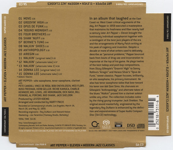 Art Pepper - Art Pepper + Eleven (Modern Jazz Classics)(SACD) | Near Mint (NM) Near Mint (NM)-The Happy Cap