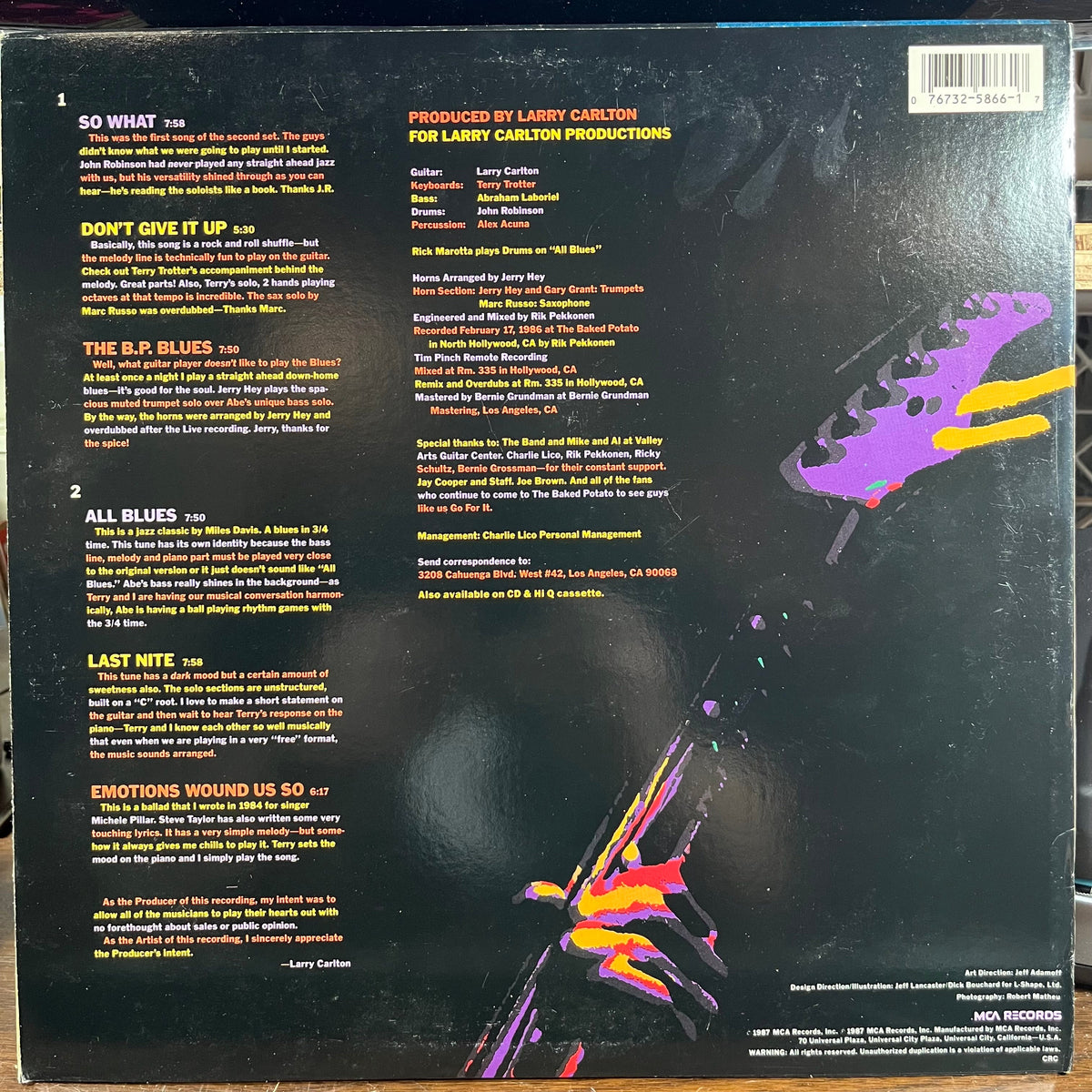 Larry Carlton - Last Nite (LP) | Near Mint (NM) Excellent (EX)-The Happy Cap
