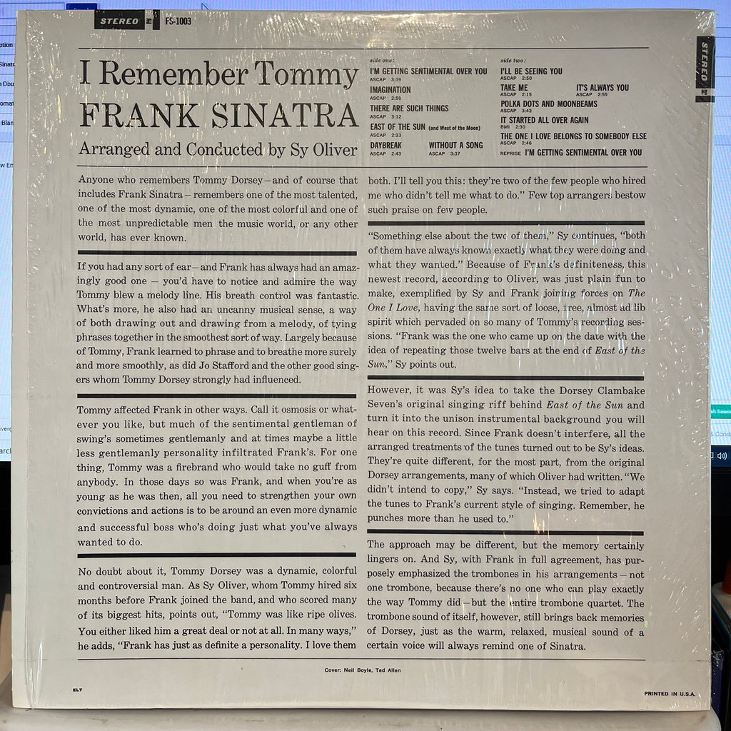 Frank Sinatra - I Remember Tommy *WINCHESTER* | Near Mint (NM) Near Mint (NM)-The Happy Cap