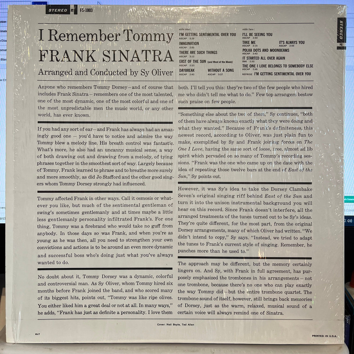 Frank Sinatra - I Remember Tommy *WINCHESTER* | Near Mint (NM) Near Mint (NM)-The Happy Cap