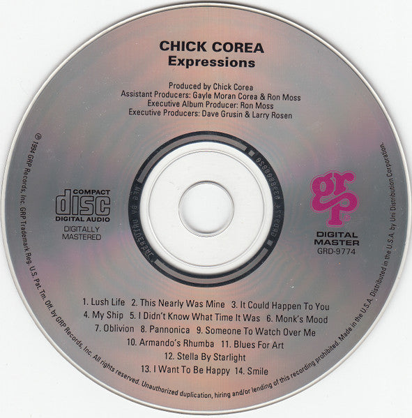 Chick Corea - Expressions (CD) | Near Mint (NM) Near Mint (NM)-The Happy Cap