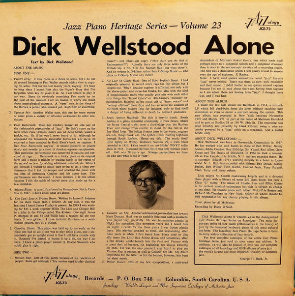 Dick Wellstood - Alone | Near Mint (NM) Near Mint (NM)-The Happy Cap