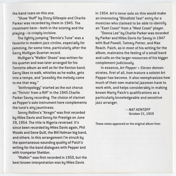 Art Pepper - Art Pepper + Eleven (Modern Jazz Classics)(SACD) | Near Mint (NM) Near Mint (NM)-The Happy Cap