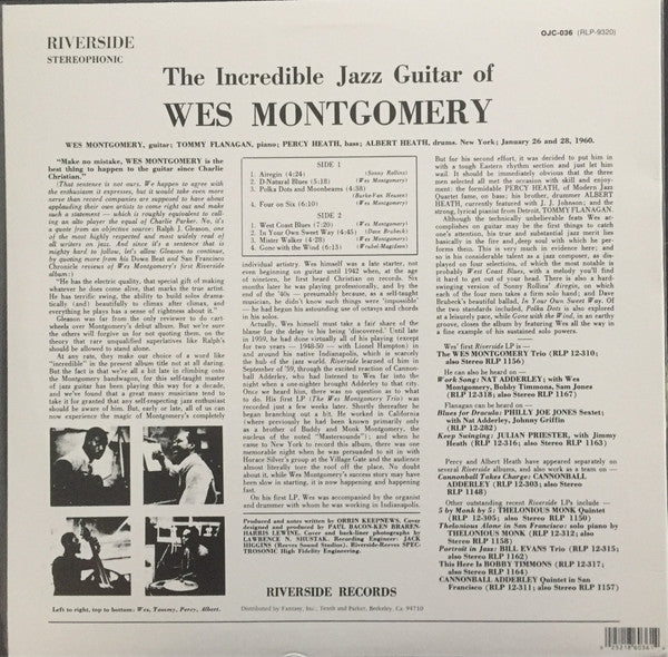 Wes Montgomery - The Incredible Jazz Guitar Of Wes Montgomery | Mint (M) Mint (M)-The Happy Cap