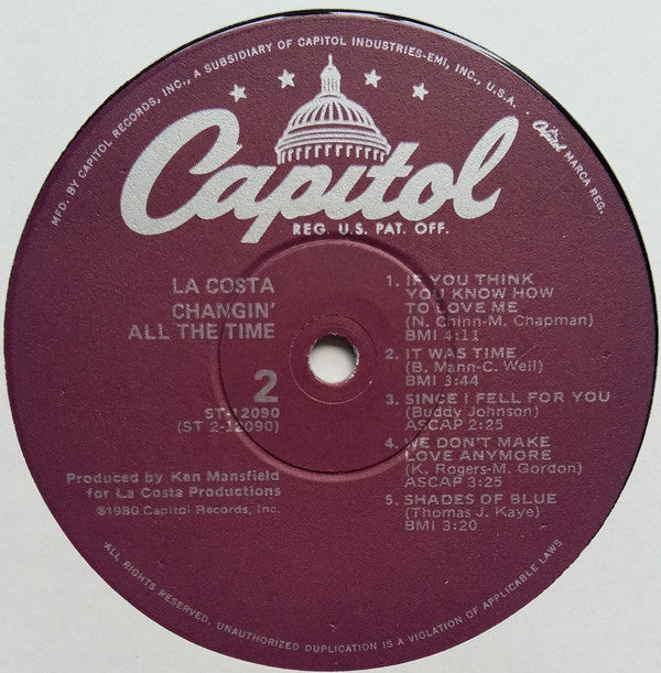 La Costa - Changin' All The Time | Near Mint (NM) Near Mint (NM)-The Happy Cap