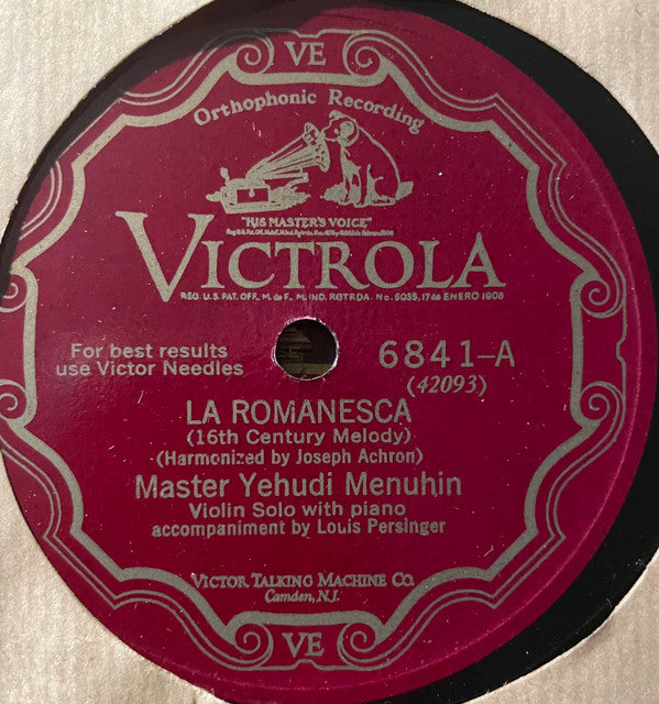 Yehudi Menuhin - La Romanesca (16th Century Melody) / Sierra Morena (Serenata Andaluza) | Very Good Plus (VG+) Generic-The Happy Cap