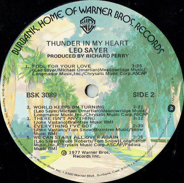Leo Sayer - Thunder In My Heart | Near Mint (NM) Very Good Plus (VG+)-The Happy Cap