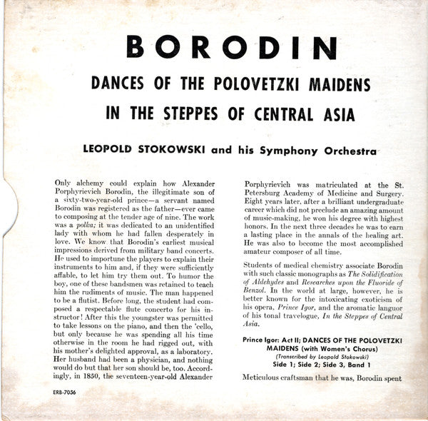 Leopold Stokowski - Dances Of The Polovetzki Maidens / In The Steppes Of Central Asia *2X7"* | Near Mint (NM) Near Mint (NM)-The Happy Cap
