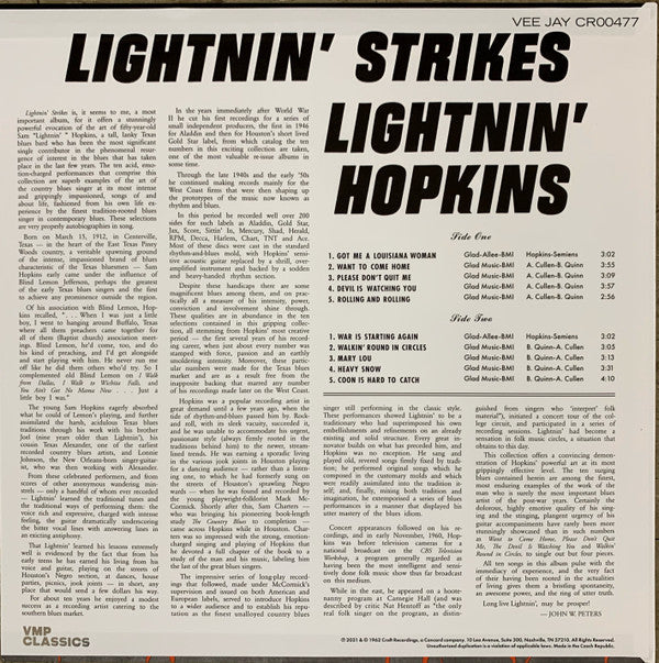 Lightnin' Hopkins - Lightnin' Strikes | Mint (M) Mint (M)-The Happy Cap