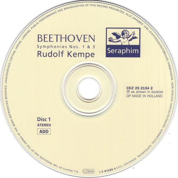 Ludwig van Beethoven, Rudolf Kempe - Symphonies Nos. 1 ⬥ 3 "Eroica" ⬥ 5 (CD) | Near Mint (NM) Near Mint (NM)-The Happy Cap
