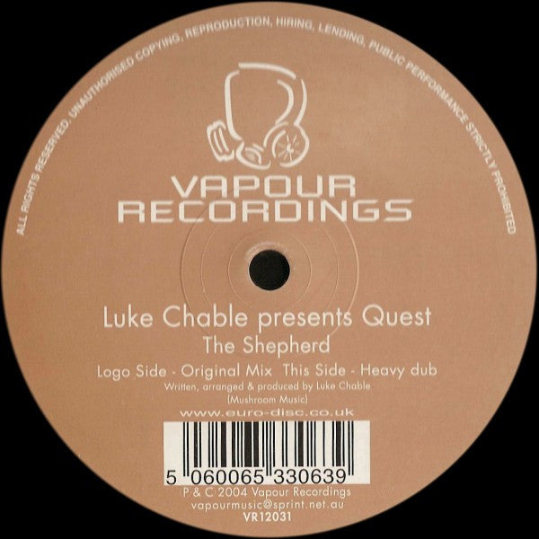 Luke Chable Presents Quest The Shepherd Vapour Recordings 12" Very Good Plus (VG+) Generic-The Happy Cap