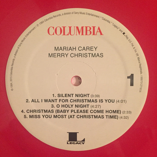 Mariah Carey Merry Christmas Columbia, Legacy LP, Album, Ltd, RE, Red Mint (M) Mint (M)-The Happy Cap