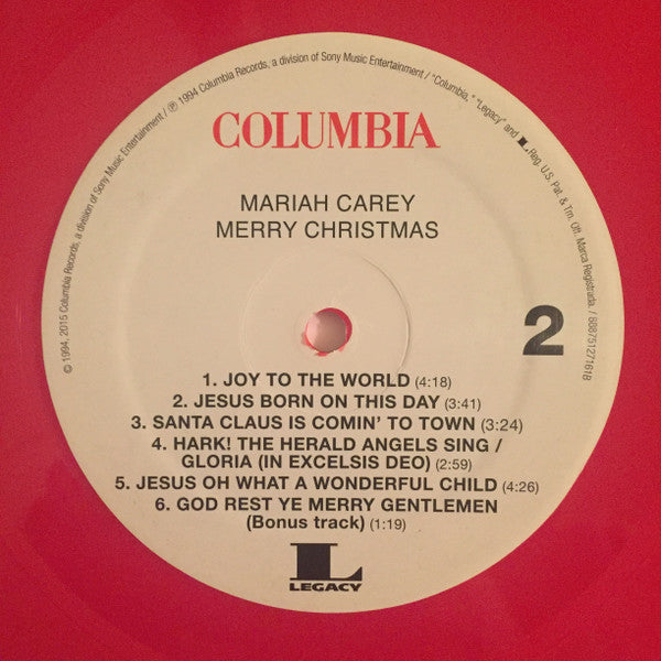 Mariah Carey Merry Christmas Columbia, Legacy LP, Album, Ltd, RE, Red Mint (M) Mint (M)-The Happy Cap
