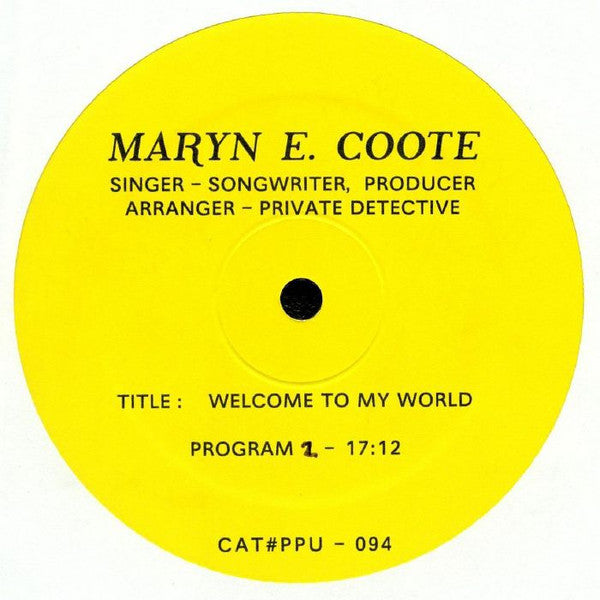 Maryn E. Coote - Welcome To My World | Mint (M) Mint (M)-The Happy Cap