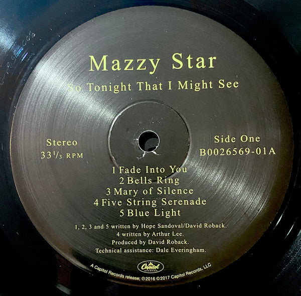 Mazzy Star So Tonight That I Might See Capitol Records LP, Album, RE Mint (M) Mint (M)-The Happy Cap