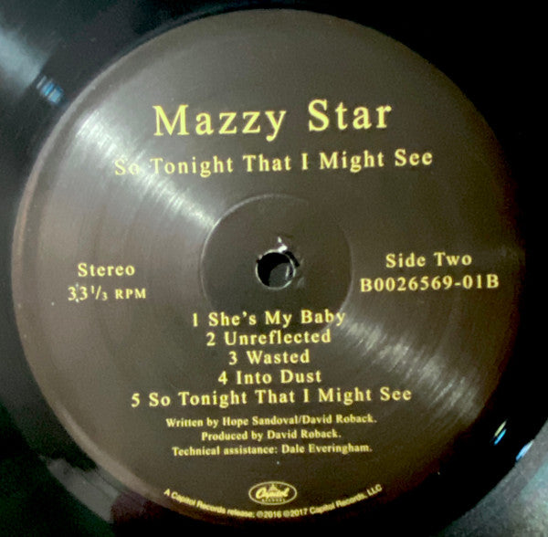 Mazzy Star So Tonight That I Might See Capitol Records LP, Album, RE Mint (M) Mint (M)-The Happy Cap